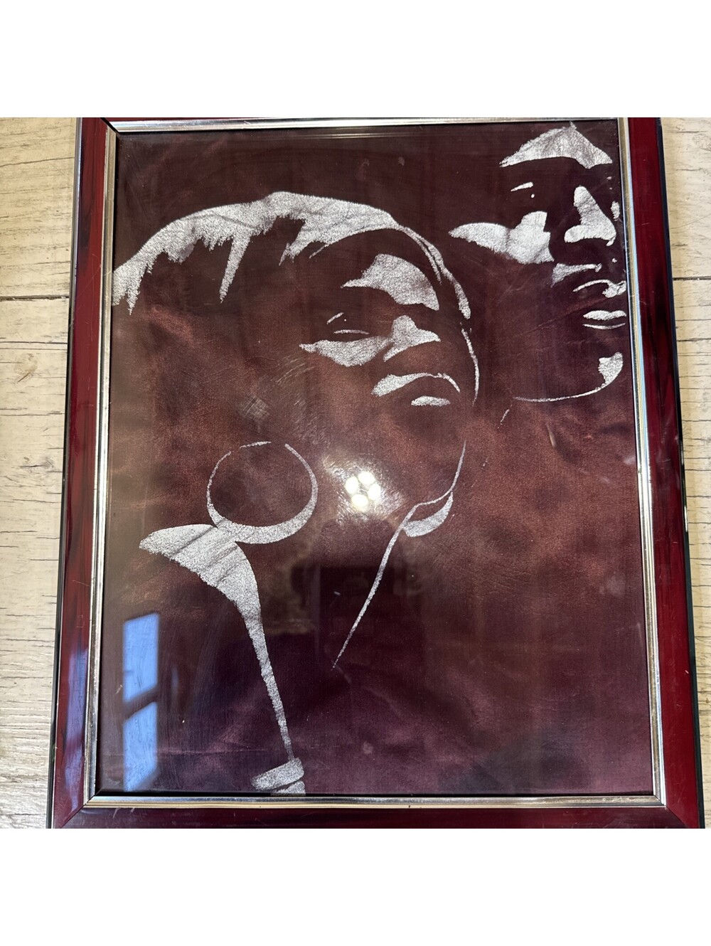 Vintage Framed Portrait African American Silhouette Silk  Rare Heritage